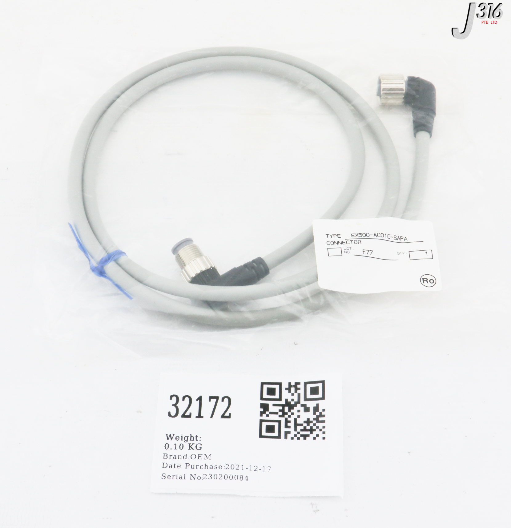 32172 SMC 90  ANGLE INTERCONNECT CBL 8 PIN MALE & FEMALE (NEW